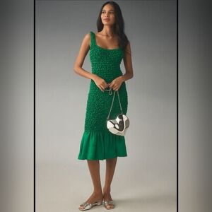 NWOT Anthropologie Bubble Mermaid Dress Kelly Green Size Small Medium